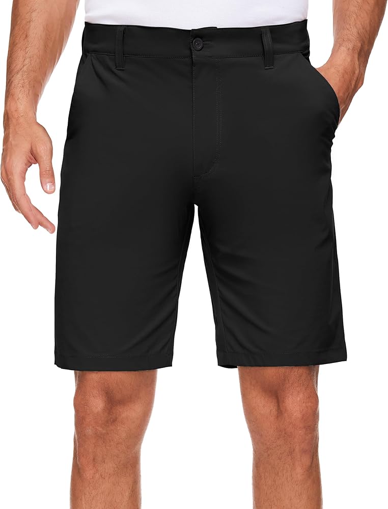 PULI Men's Golf Shorts Stretch Casual Dress 10 Inch Inseam Lightweight Quick Dry Waterproof Hiking Shorts with Pockets