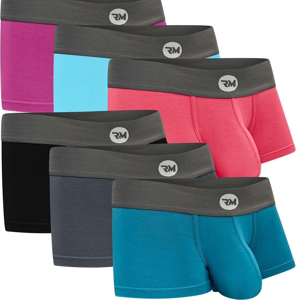 Real Men Bulge Enhancing Underwear 3in Modal 3-Pack Medium (Black/Blue/Grey) BUNDLED WITH 3in Modal 3-Pack Medium (Red/Purple/Sky Blue)