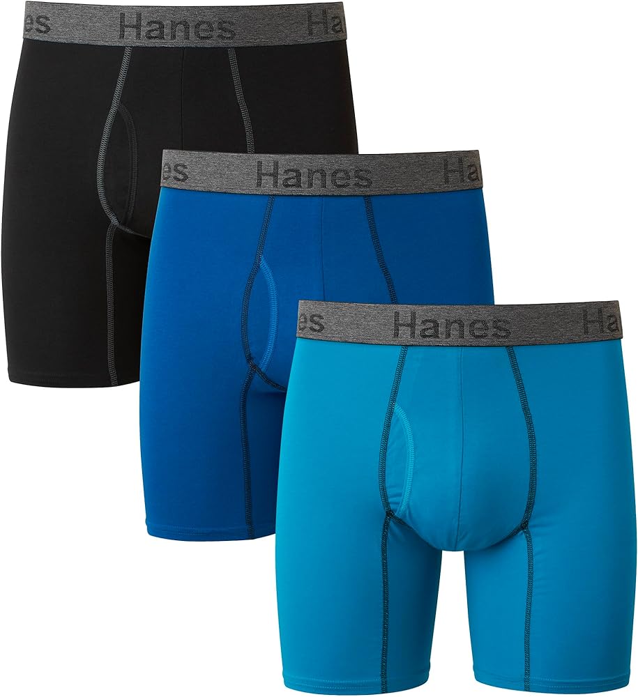 Hanes mens Comfort Flex Fit Boxer Briefs, Ultra Soft Stretch, Long Leg & Regular Leg, 3- Pack