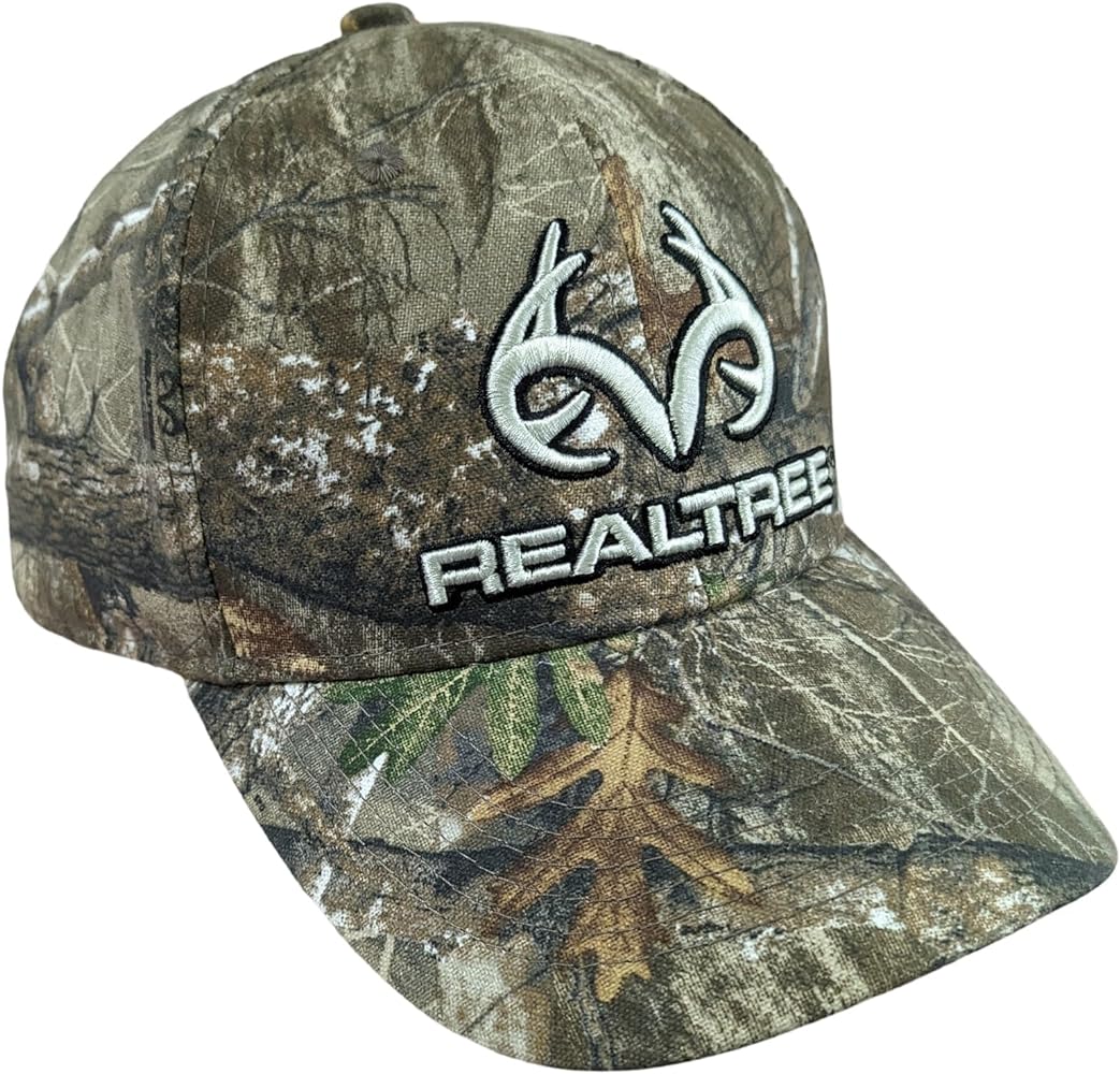 Realtree 3D Logo Camo Deer Hunting Trucker Cap Hat for Men - RT Edge - Precurved Bill Low-Mid Profile Structured Snapback Sweatband All Canvas