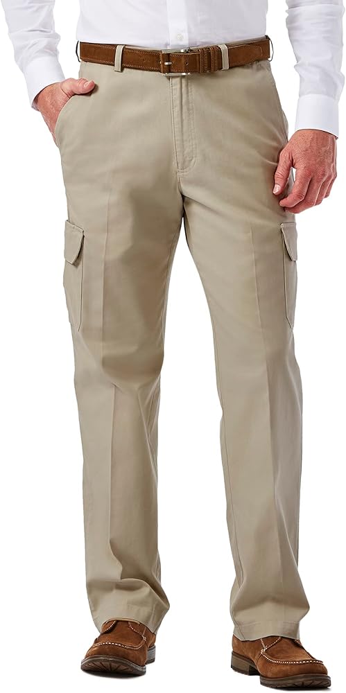 HAGGAR Mens Stretch Classic Fit Cargo Pant (Regular and Big and Tall Sizes)