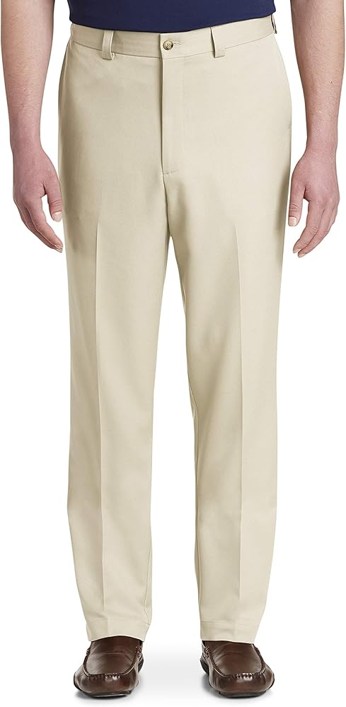 Oak Hill by DXL Big and Tall Men's Microfiber Waist-Relaxer Pants, New Khaki and Light Grey Colors, Waist Sizes 40-60"