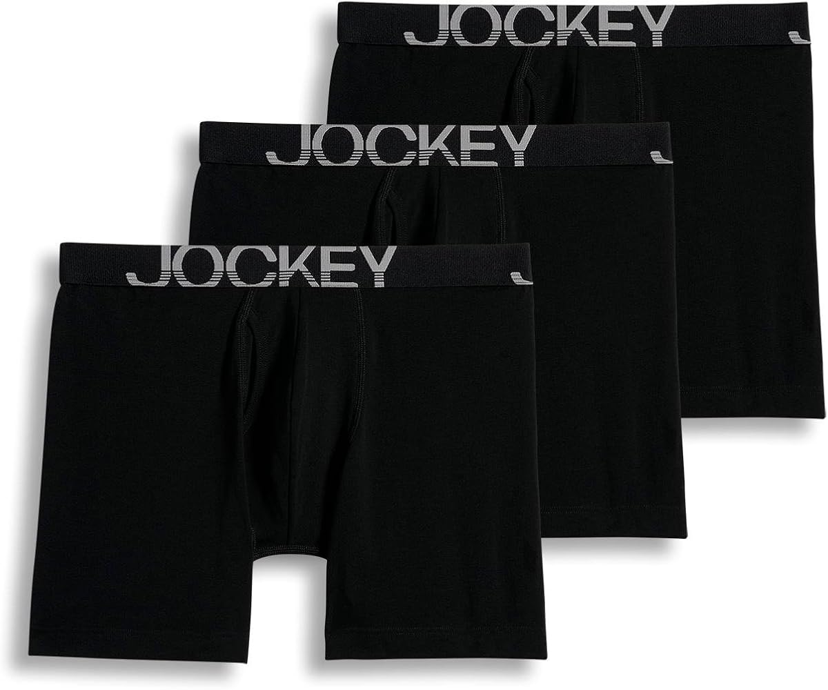 Jockey Men's Underwear ActiveStretch Midway Brief - 3 Pack, Black, l