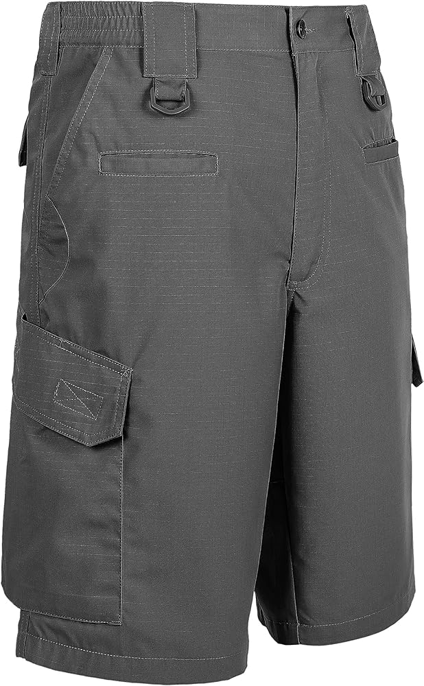 LA Police Gear Men's Operator Tactical Shorts, Elastic Waistband Hiking Cargo Shorts for Men, Durable RipStop Men's Shorts