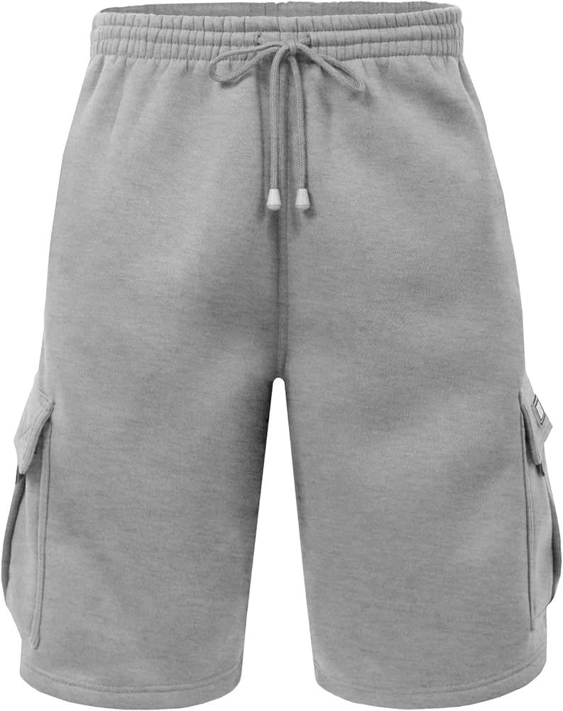 NE PEOPLE Mens Active Comfy Workout Gym Elastic Drawstring Fleece Cargo Sweat Shorts (M-7XL)