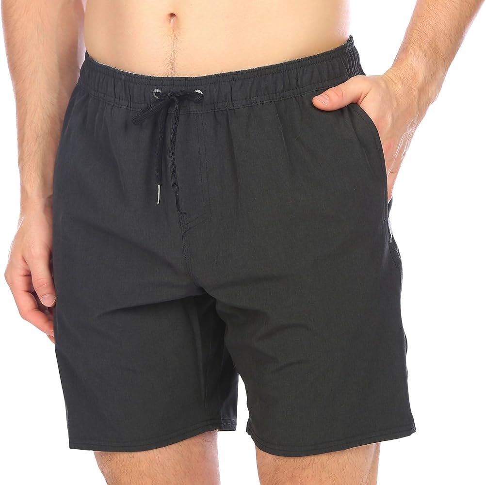 O'NEILL Men's 18 Inch Solid Hybrid Shorts - Water Resistant Mens Shorts with Elastic Waist and Quick Dry Stretch Fabric