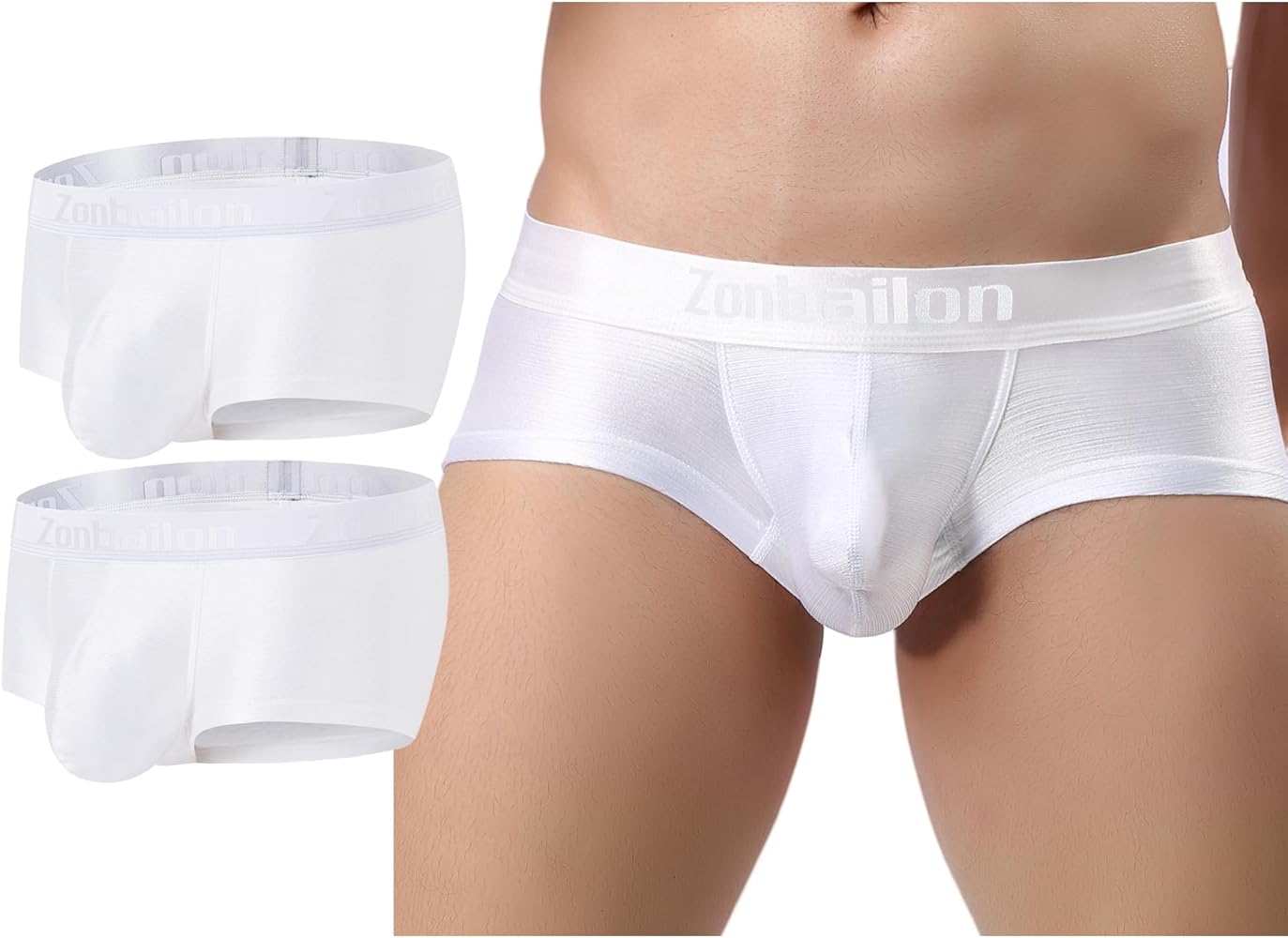 ZONBAILON Men's Sexy Underwear Bulge Pouch Ice Silk Underpants Low Rise Trunks Short Leg Boxer Briefs