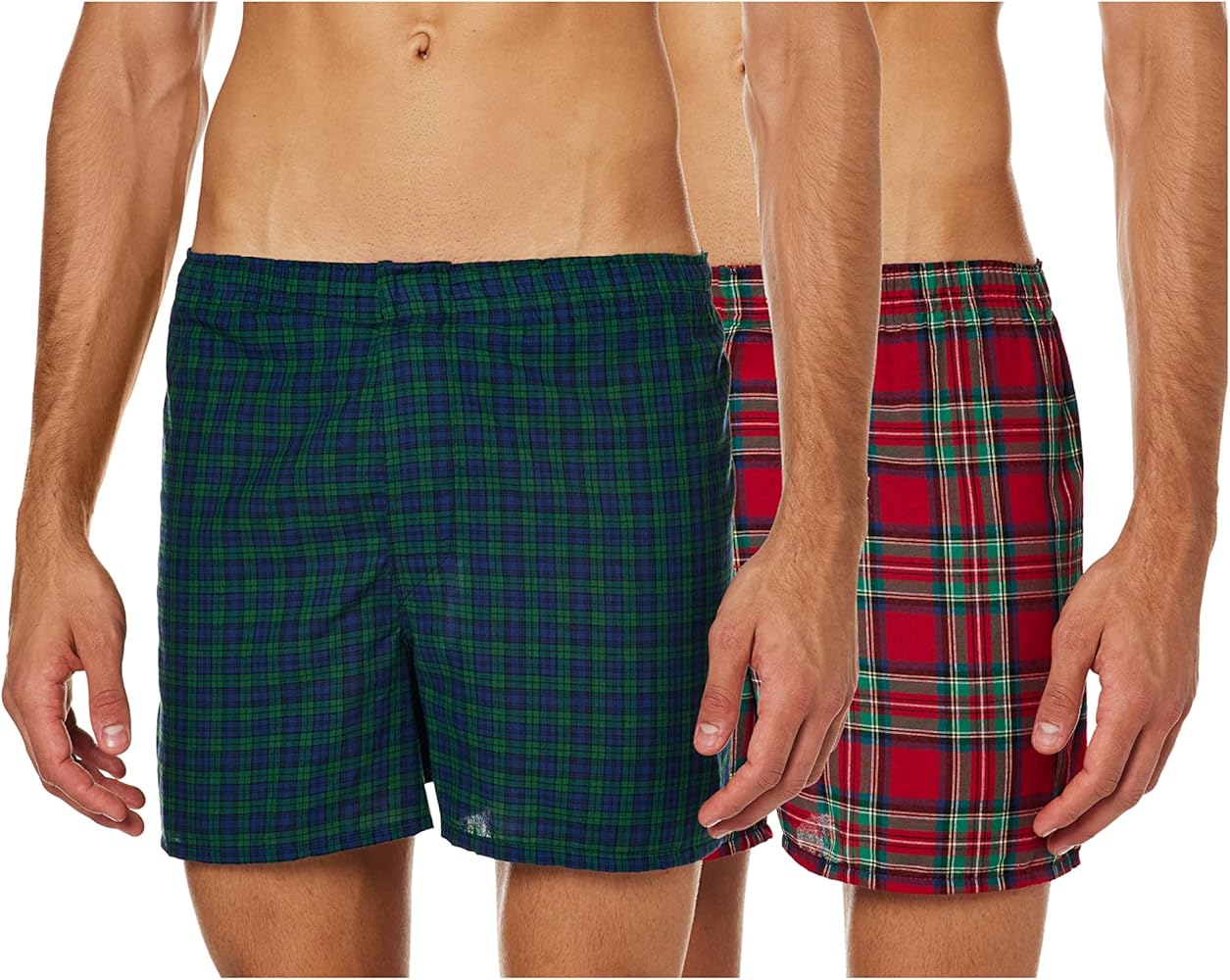 Hanes Mens 2-Pack Inside Exposed Waistband Woven Boxers