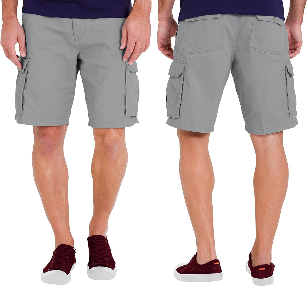 Mens Cargo Shorts Relaxed Fit Summer Combat Casual 100% Cotton 6 Pockets Essentials Work Half Pants 32W-44W