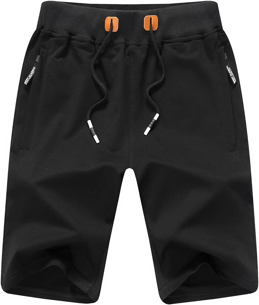 JustSun Mens Shorts Casual Sports with Elastic Waist Zipper Pockets