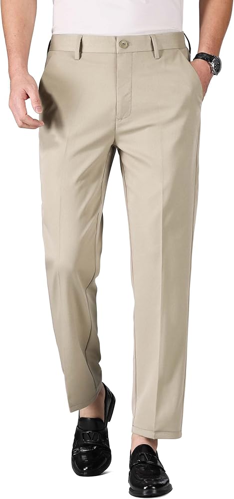 Mens 7/8 Pants Ankle Length Lightweight Stretch Smart Trousers Summer Business Casual