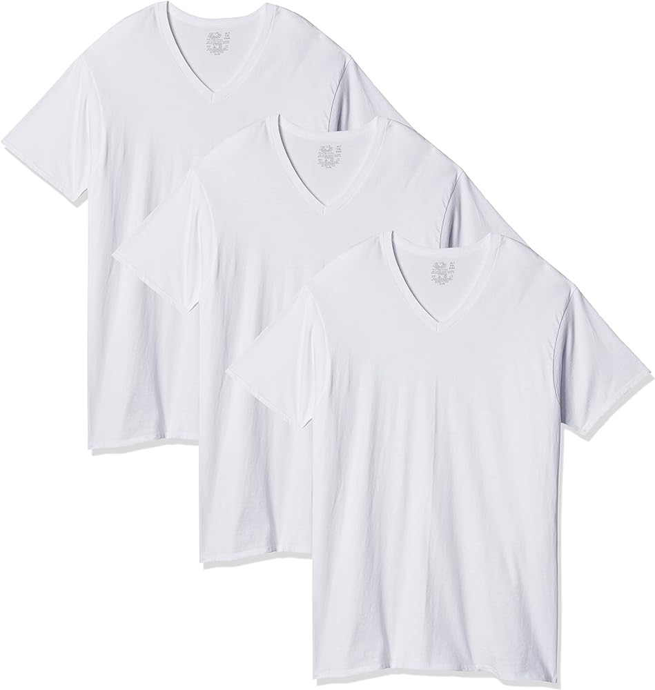 Fruit of the Loom Men's Size Big Tag-Free Undershirts, Tall Man-V Neck-3 Pack, X-Large