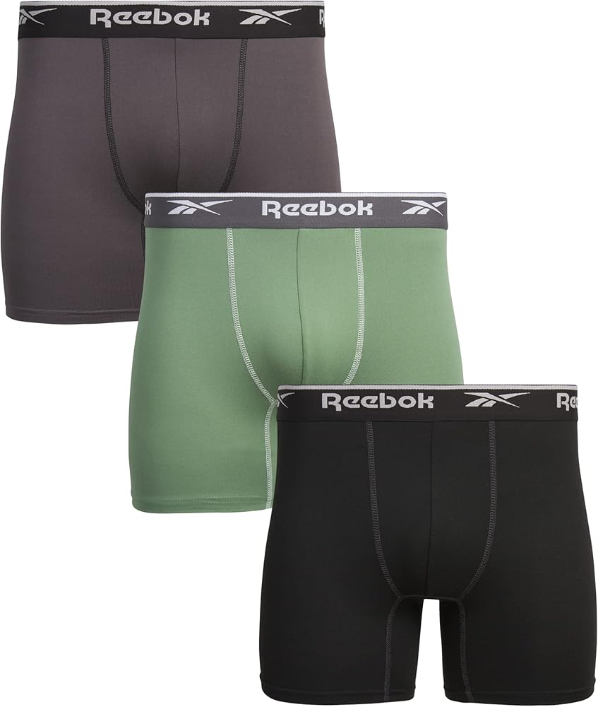 Reebok Men's Boxer Briefs – 3 Pack Ultrasoft Stretch Performance Boxer for Men - Active Sport Mens Underwear Pack (S-XL)