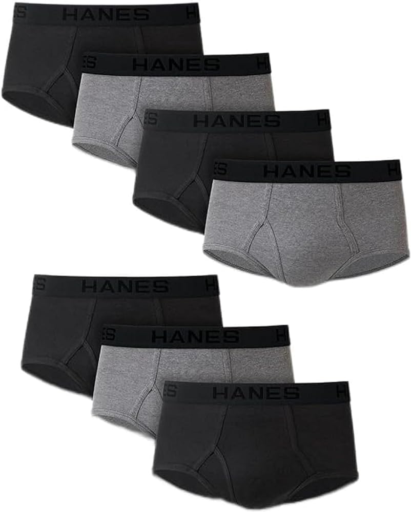 Hanes Men's Briefs 7 Pack, Black/Grey, XX-Large