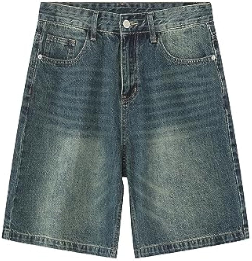 Jorts for Men Denim Shorts Baggy Jorts Mid Rise Stretchy Patchwork Jeans Shorts Jorts Y2K