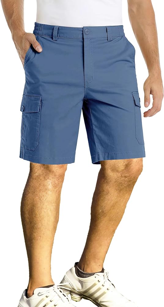 Lightweight Golf Shorts Men Stretch Waist Casual Flat Front Shorts Classic-Fit 9" Shorts