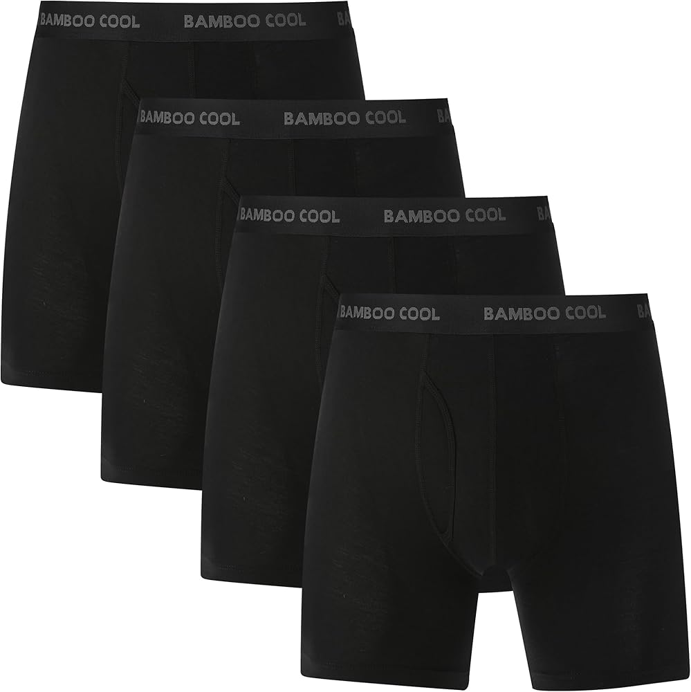 BAMBOO COOL Men’s Underwear Boxer Briefs Soft Comfortable Bamboo Viscose Underwear Boxer Briefs for Men (4 Pack or 7 Pack)