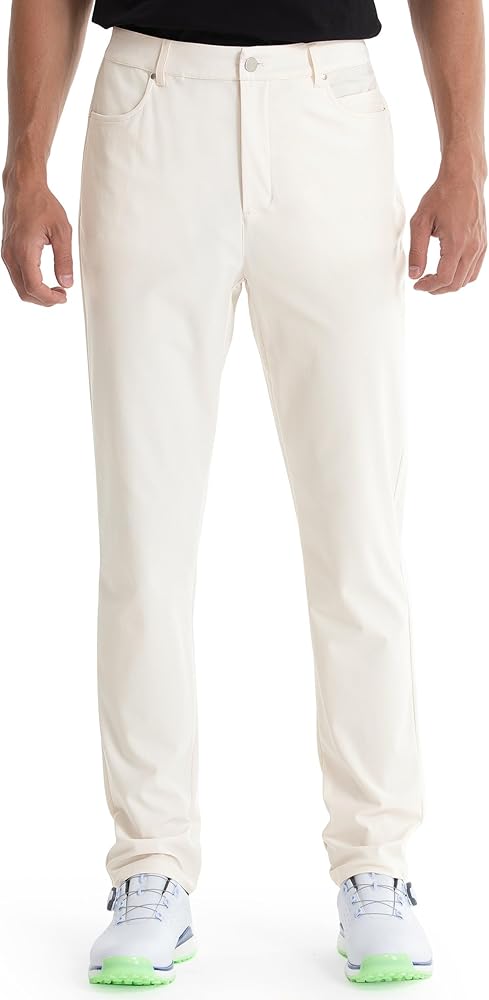 FitsT4 Men's Golf Pants Stretch Relaxed Fit with 6 Pockets - 30"/32" Lightweight Quick Dry Wrinkle-Free Dress Trouser