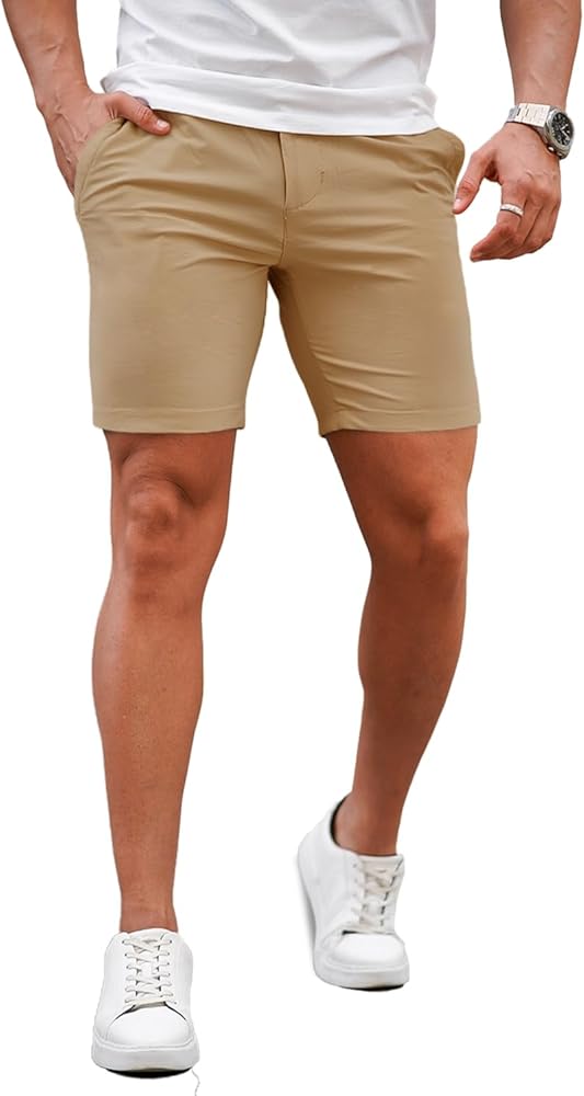 GINGTTO Mens Slim Fit Shorts Skinny Chino Short Tapered Leg Stretch