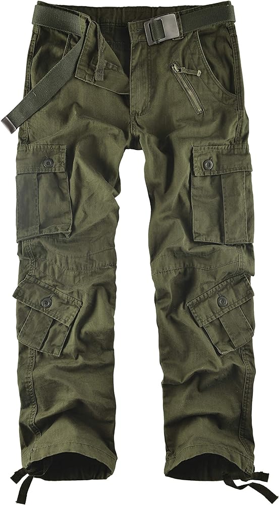 Leward Men's Wild Cotton Casual Military Army Cargo Camo Combat Work Cargo Hiking Pants with 8 Pocket