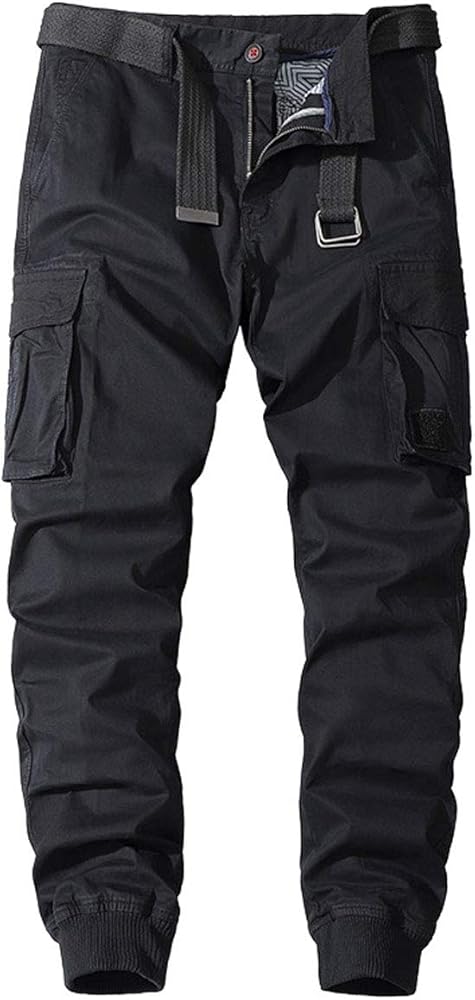 ebossy Men's Multi-Pocket Military Combat Ripstop Jogger Cargo Pants with Rib Cuff