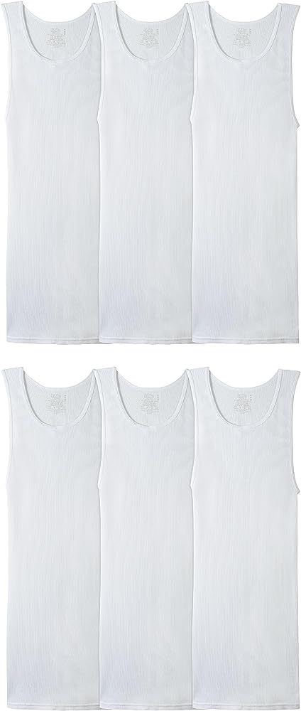 Fruit of the Loom Men's Sleeveless Tank A-Shirt, Tag Free & Moisture Wicking, Ribbed Stretch Fabric