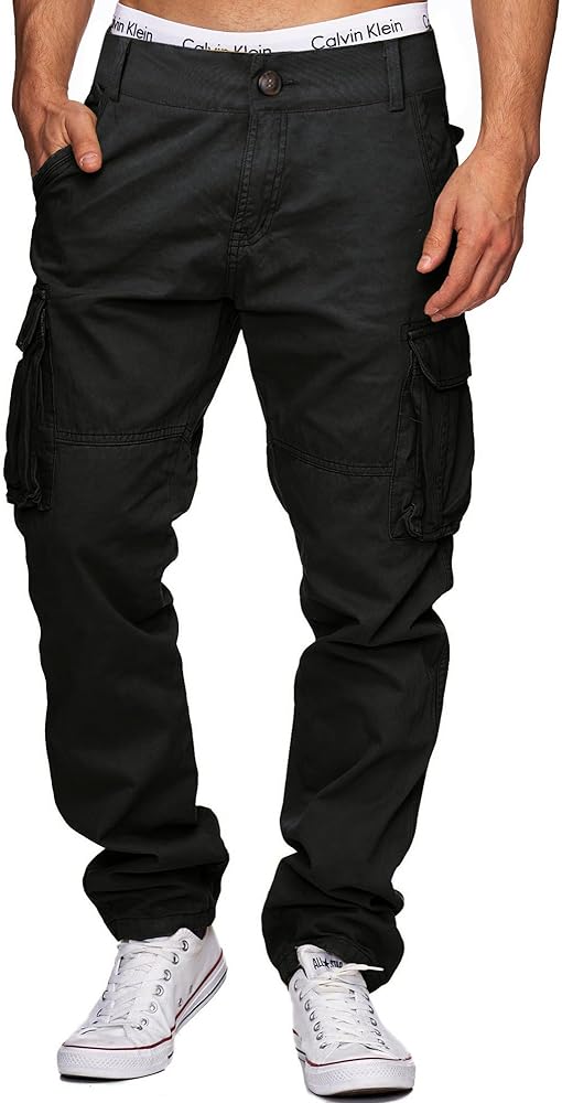 Cargo Pants for Men Multi Pockets Work Pants Cotton Stretch Elastic Waist Relaxed Fit Hiking Outdoor Casual