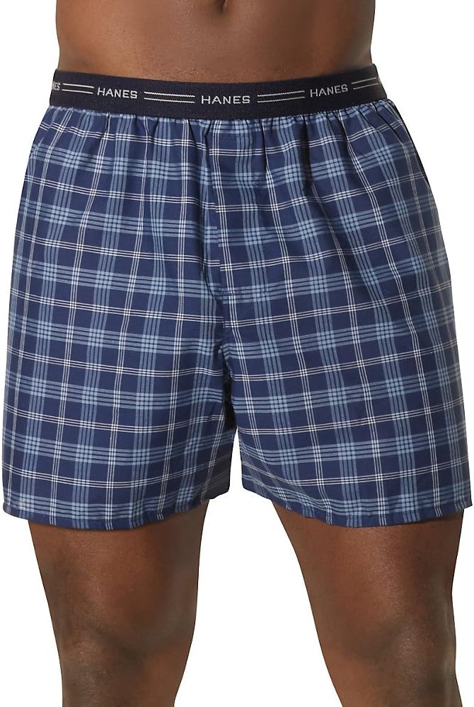 Hanes Mens 2-Pack Exposed Waistband Woven Boxers