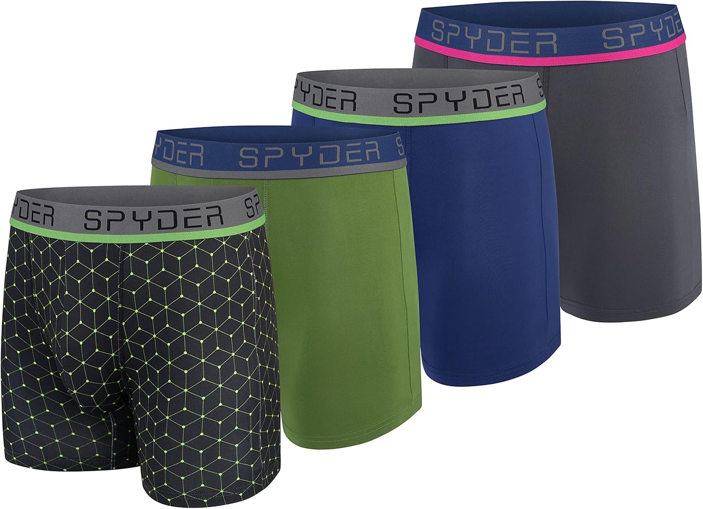 Spyder Mens Boxer Briefs 4 Pack Poly Spandex Performance Boxer Briefs Underwear