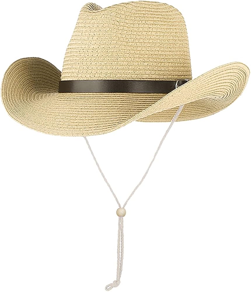 Straw Cowboy Hat for Women Men Classic Western Cowgirl Cap Foldable Sun Hat Shapeable Fedora Panama Hat Wide Brim Beach Hat