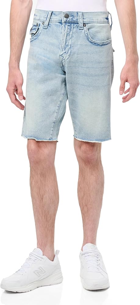 True Religion Men's Ricky Sn Flap 1/2" Short with Fray Hem