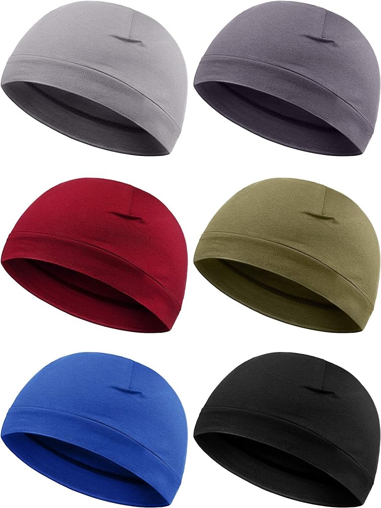 Syhood 6 Pieces Men Skull Caps Cotton Beanies Sleep Hats Multifunctional Helmet Liner Cap for Men and Women