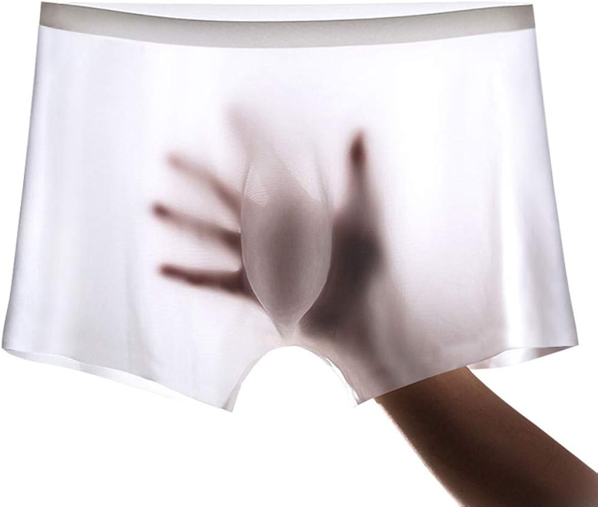 Men's Underwear 3D Stereo One-Piece Men's Ice Silk Boxer Breathable Seamless Sexy See-Through Transparent Briefs