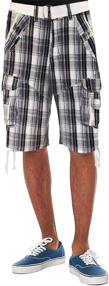 Fried-Denim Mens Everyday Poplin Belted Cargo Fairfax Shorts