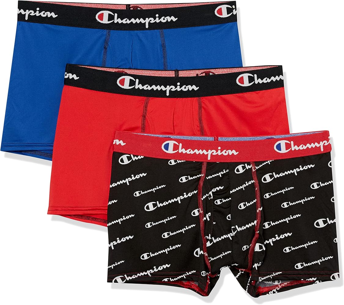 Champion Men's Trunk Pack, Lightweight Stretch Mesh Underwear, 3-Pack