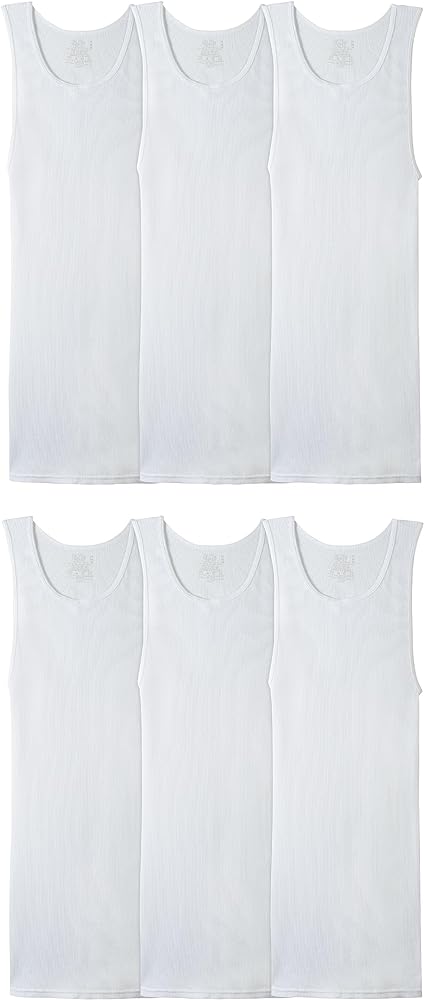 Fruit of the Loom Men's Sleeveless Tank A-Shirt, Tag Free & Moisture Wicking, Ribbed Stretch Fabric