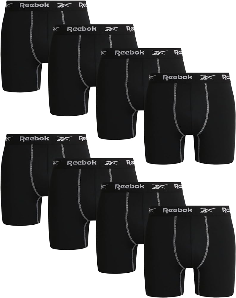 Reebok Men's Boxer Briefs - 8 Pack Performance Mens Underwear Boxer Briefs - Active Breathable Underwear for Men Pack (S-XL)