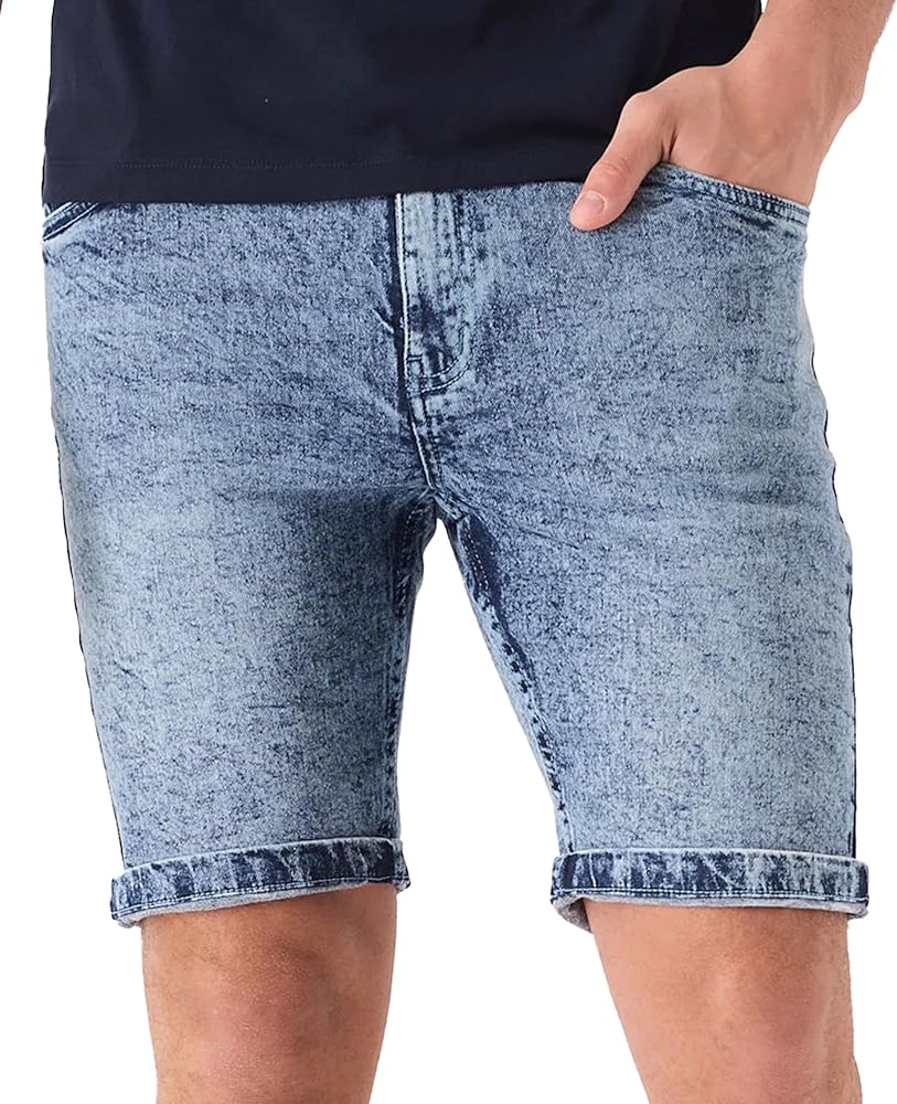 Jean Shorts Men - Stretch Relaxed Fit Mens Denim Shorts - Casual Five Pockets Mens Jean Shorts for Summer Outdoor