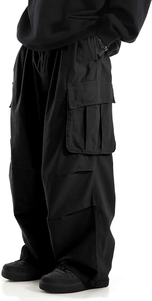 Verdusa Men's Drawstring Waist Pocket Side Loose Cargo Pants Baggy Joggers