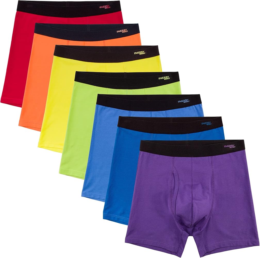 INNERSY Men's Boxer Briefs Cotton Stretchy Underwear 7 Pack for a Week