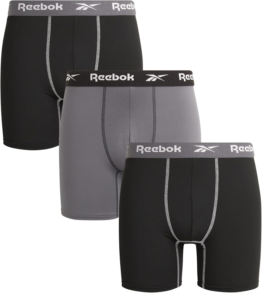 Reebok Men's Boxer Briefs – Performance Mens Underwear Boxer Briefs with Contour Pouch - Sustainable Underwear for Men (S-XL)