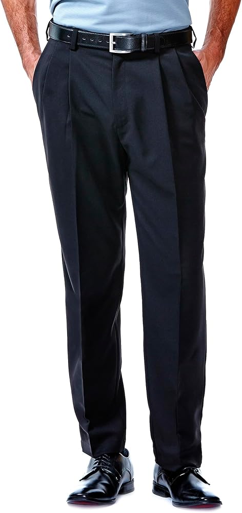 Haggar Mens Cool 18 Classic Fit Pleat Front Hidden Expandable Waistband Pant Regular And Big And Tall Sizes