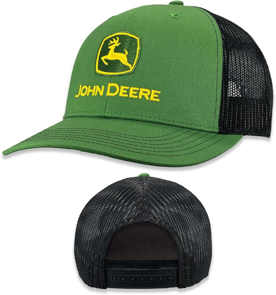 John Deere Baseball Cap Trucker Hat 13083346Grbk Current Baseball Cap Trucker Hat Trademark Embroidery Gryw Green/Black