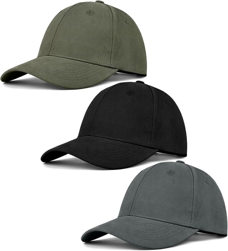 3 Pack Unisex Cotton Baseball Cap Adjustable Unconstructed Plain Sport Dad Golf Hat for Men and Women