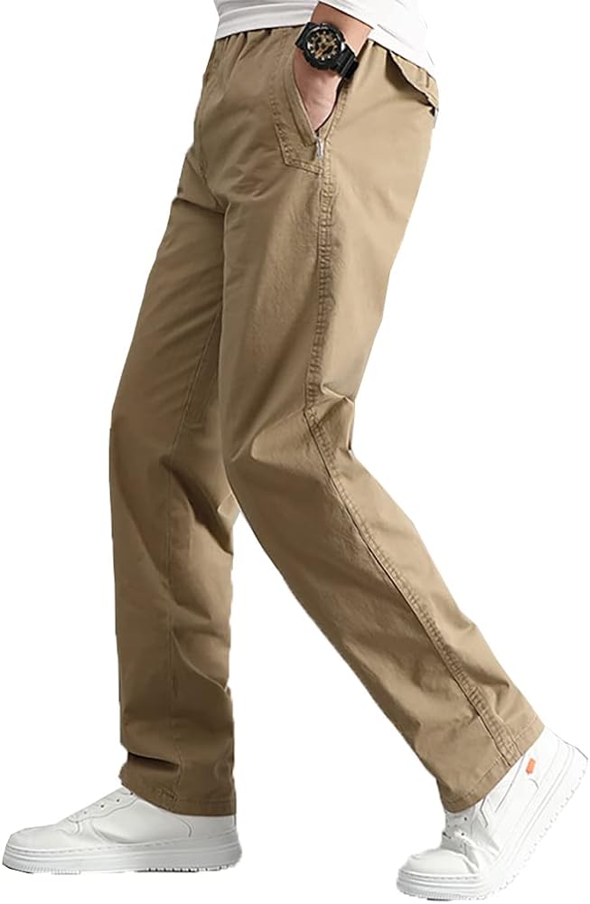 WZIKAI Mens Cargo Pants,Elastic Waist Sweatpants for Men Casual Long Trousers Light Jogger Pants