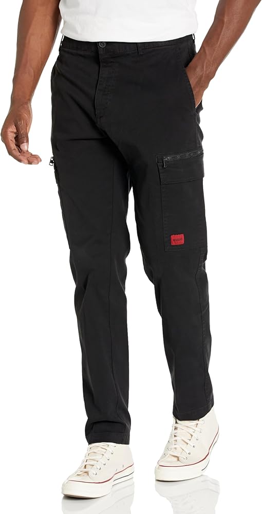 HUGO Men's Slim Fit Garment Dyed Cotton Mix Cargo Pants