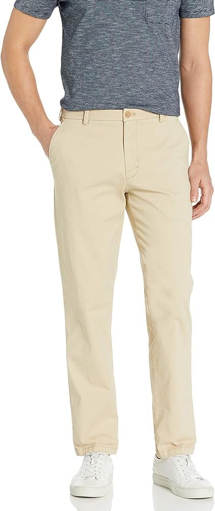 IZOD Men's Saltwater Stretch Flat Front Straight Fit Chino, Pale Khaki, 38W x 30L