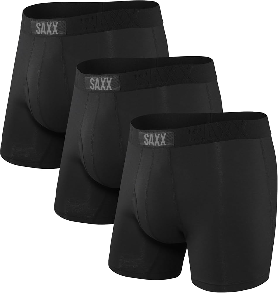 Saxx Undewear Co. Men's Ultra Super Soft Boxer Briefs Core 3 Pack with Built-in Pouch Support