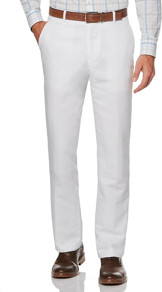 Perry Ellis Men's Essentials Linen Dress Pant, Modern Fit, Solid Twill, Lightweight (Waist Size 29-42)