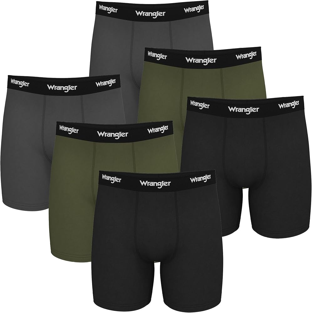 Wrangler - Ranger Mens Cooling Boxer Briefs - Dry Cool Cotton Men's Boxer Briefs 6 Pack